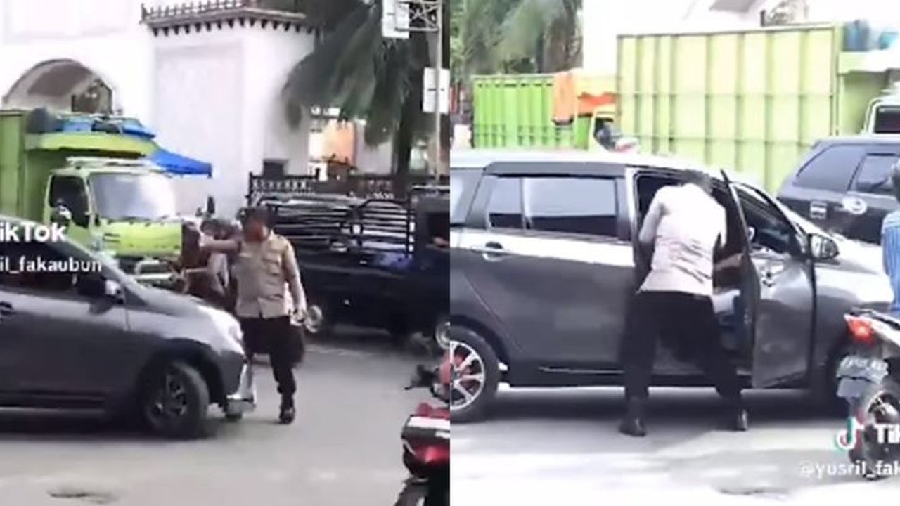 Rekaman Video Polisi di Ambon Banting Pemobil di Tengah Jalan