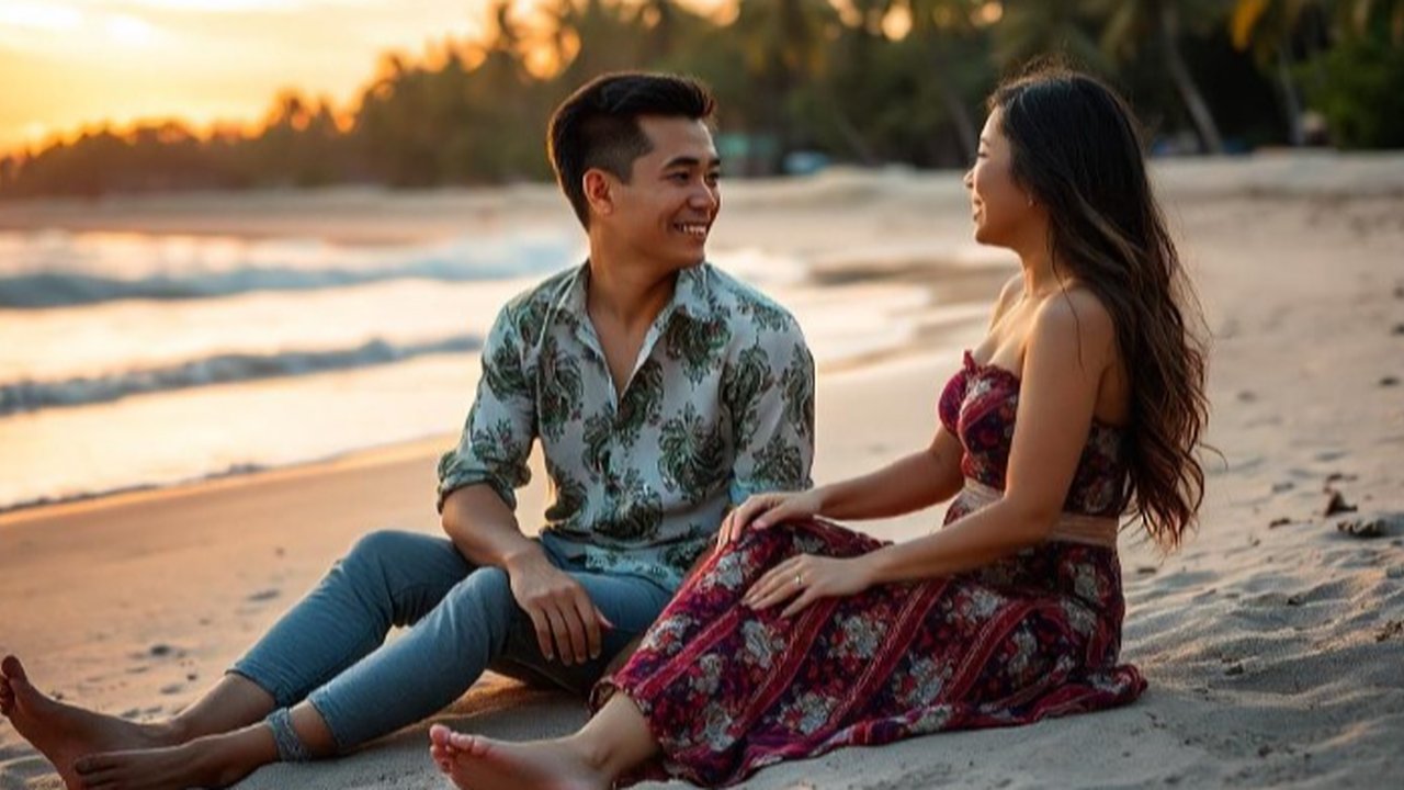 Ilustrasi pasangan sedang jatuh cinta