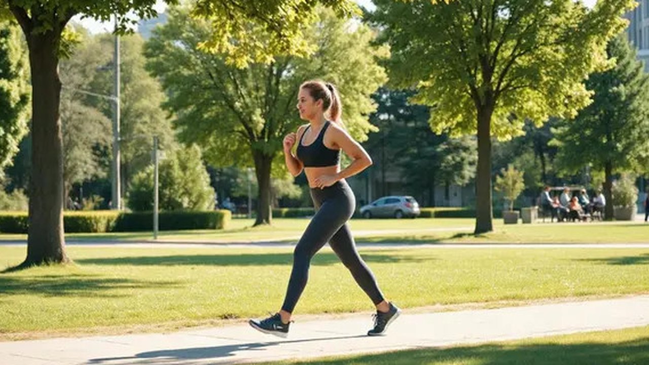 Untuk mencapai hasil optimal dalam menurunkan kolesterol, gabungkan latihan aerobik seperti berjalan kaki dengan latihan kekuatan. (Ilustrasi oleh AI)