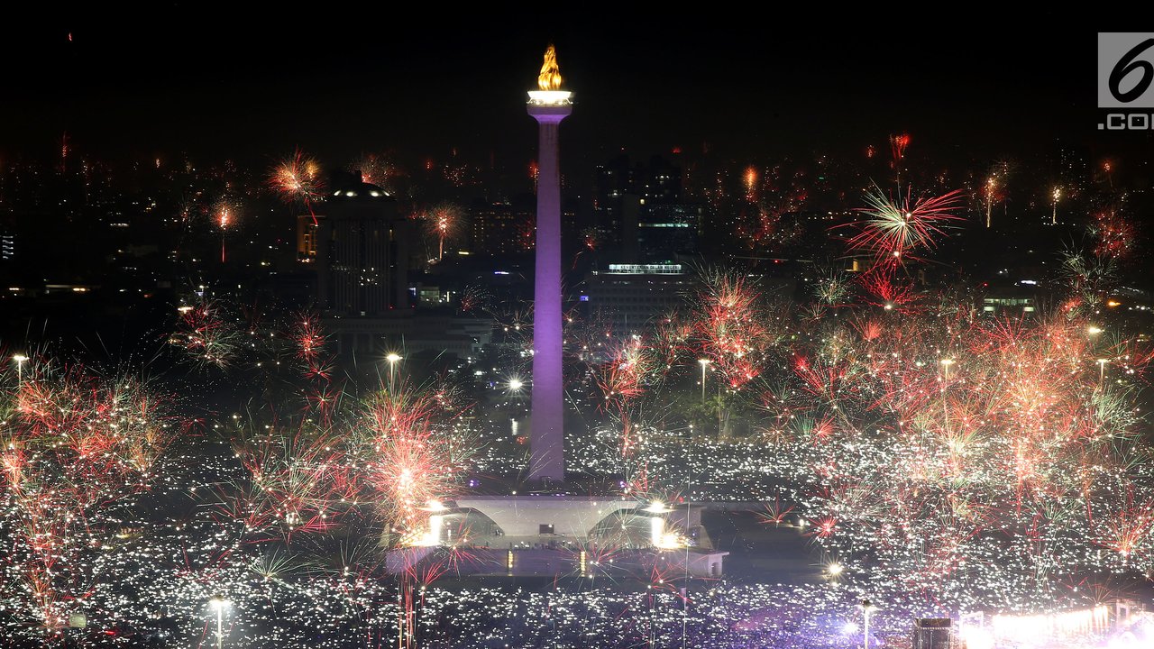 semarak tahun baru 2020 di bunderan HI