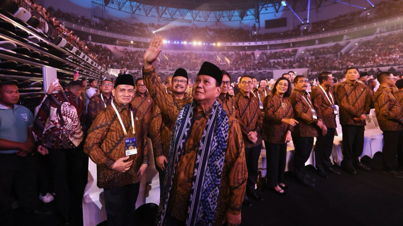 Presiden Prabowo Subianto menghadiri perayaan Natal Nasional 2024 di Indonesia Arena, Kompleks GBK, Jakarta, Sabtu malam (28/12/2024).