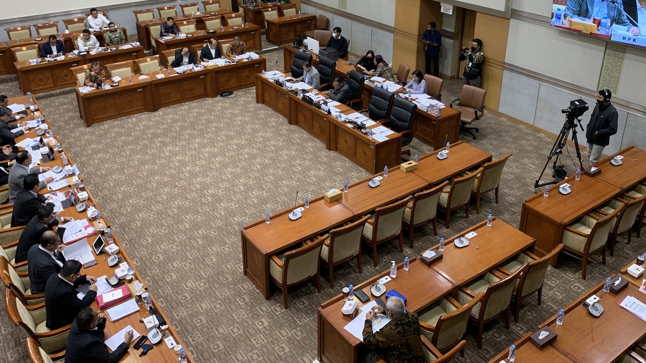 Komisi III DPR RI menggelar rapat kerja bersama pimpinan Komisi Pemberantasan Korupsi (KPK), Kamis (9/2/2023). (Liputan6.com/ Delvira Hutabarat)