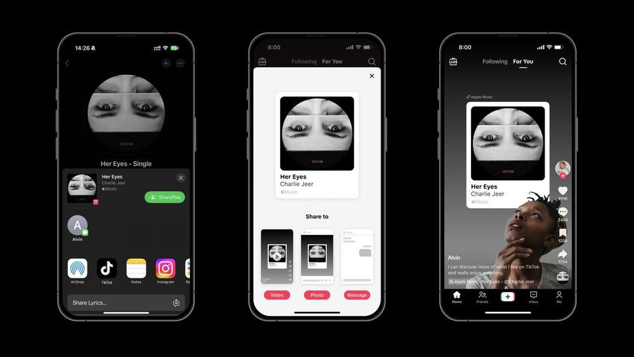 New TikTok integrations with Apple Music and Spotify allow users to link songs, podcasts, and other content in videos and photos. The link redirects back to streaming services.