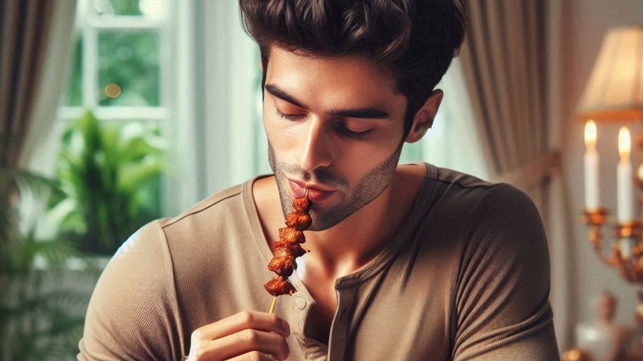 Ilustrasi Makan Sate Kambing