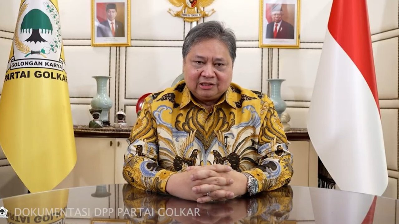 Airlangga Hartarto menyampaikan Pidato Resmi Pengunduran Diri sebagai Ketua Umum Partai Golkar. (Istimewa)