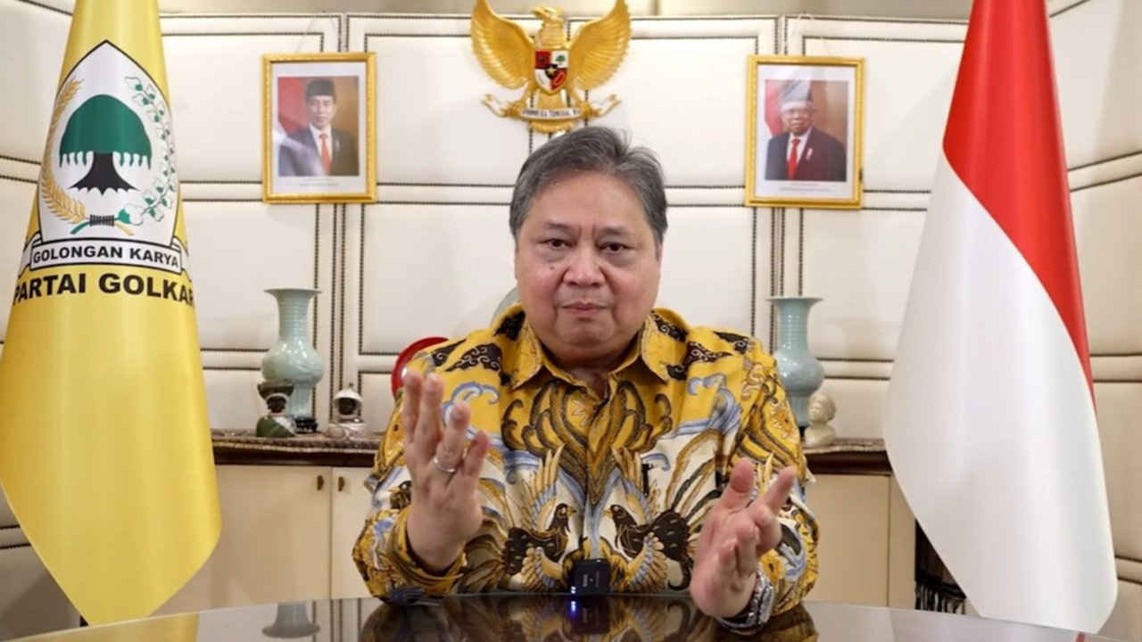 Airlangga Hartarto menyampaikan Pidato Resmi Pengunduran Diri sebagai Ketua Umum Partai Golkar. (Istimewa)
