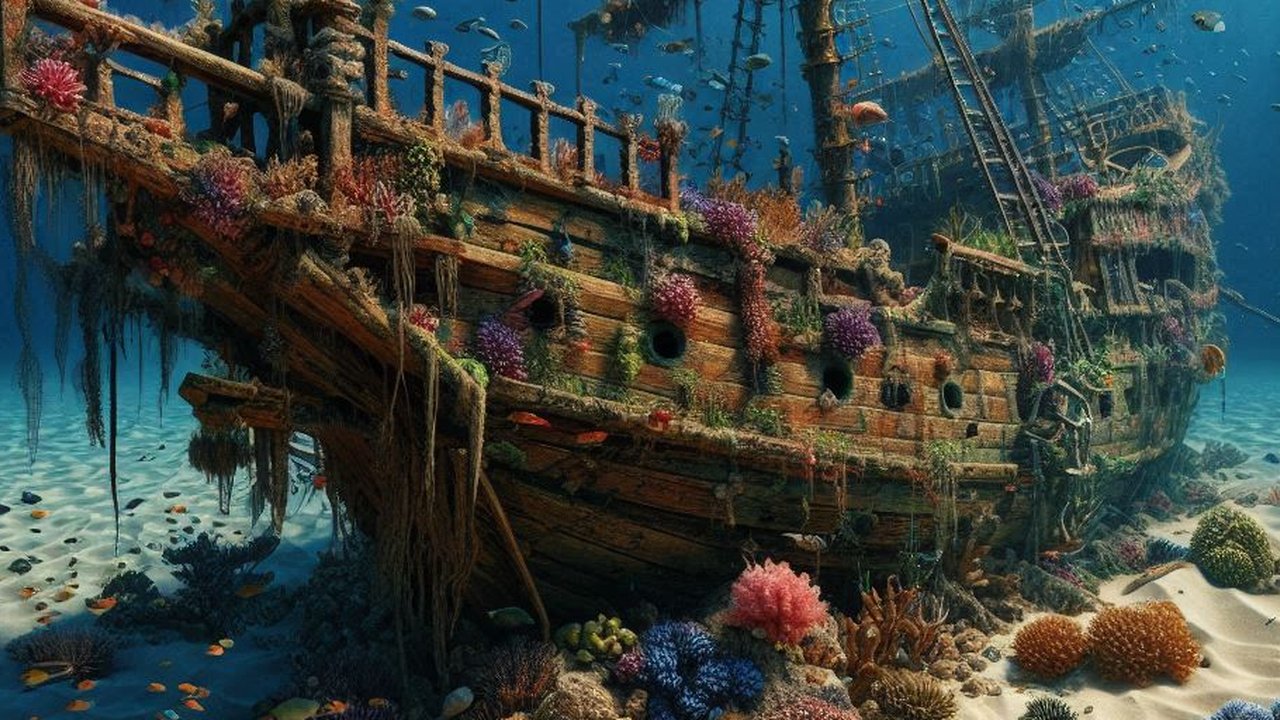 ilustrasi bangkai kapal bajak laut