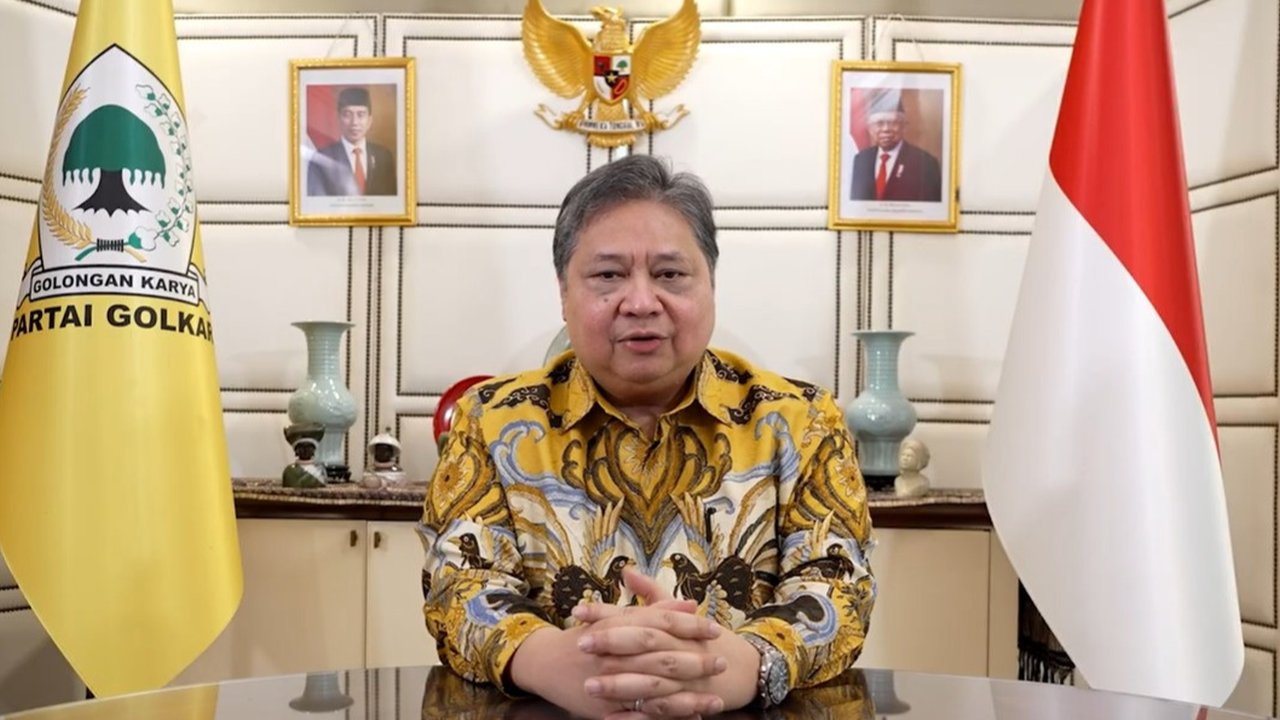 Airlangga Hartarto menyampaikan Pidato Resmi Pengunduran Diri sebagai Ketua Umum Partai Golkar. (Istimewa)
