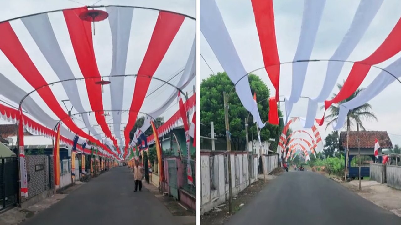 Viral Penampakan Jalanan Tasikmalaya Ini Dihiasi dengan Bendera Merah Putih, Bikin Takjub Warganet