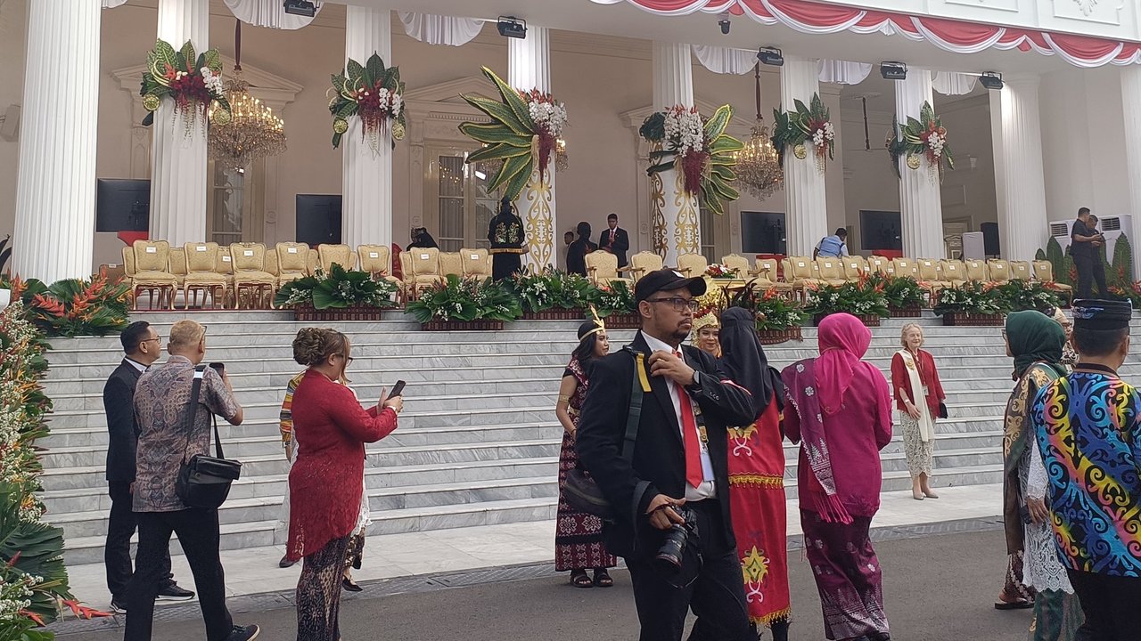 Suasana Jelang Upacara HUT ke-79 RI di Istana Merdeka Jakarta