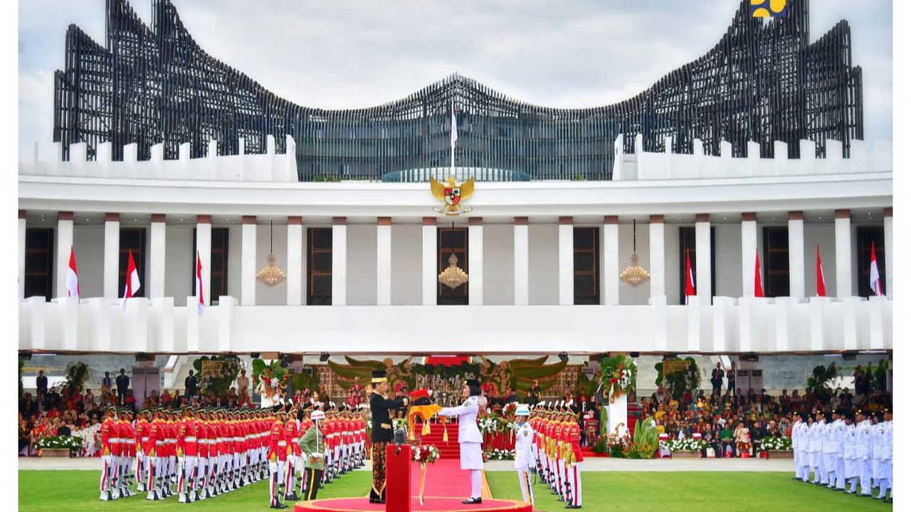 Upacara HUT Ke-79 Kemerdekaan RI Ibu Kota Nusantara (IKN), Kalimantan Timur.