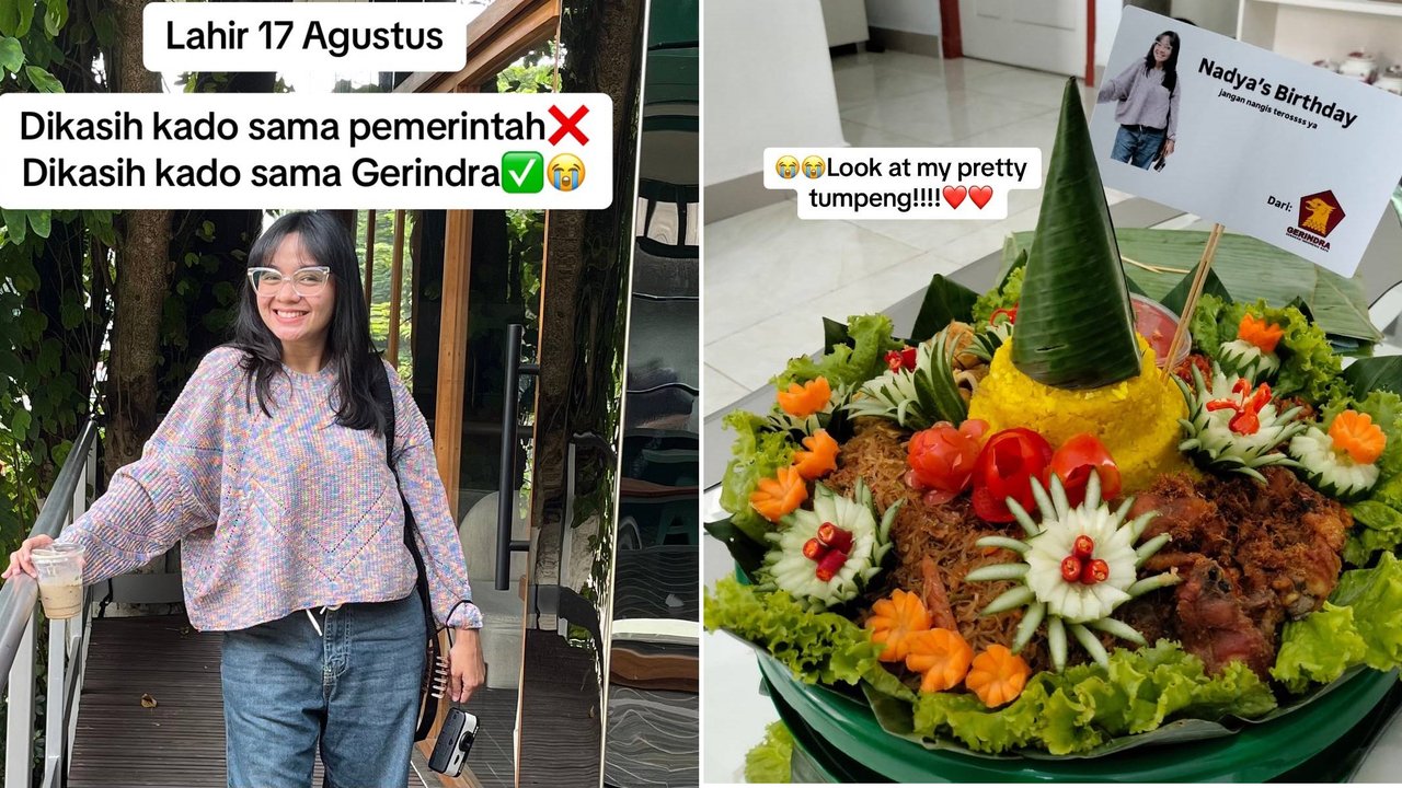 Dapat Hadiah Nasi Tumpeng dari Parpol, Kisah Wanita Rayakan Ultah di Tahun Kemerdekaan Ini Curi Perhatian