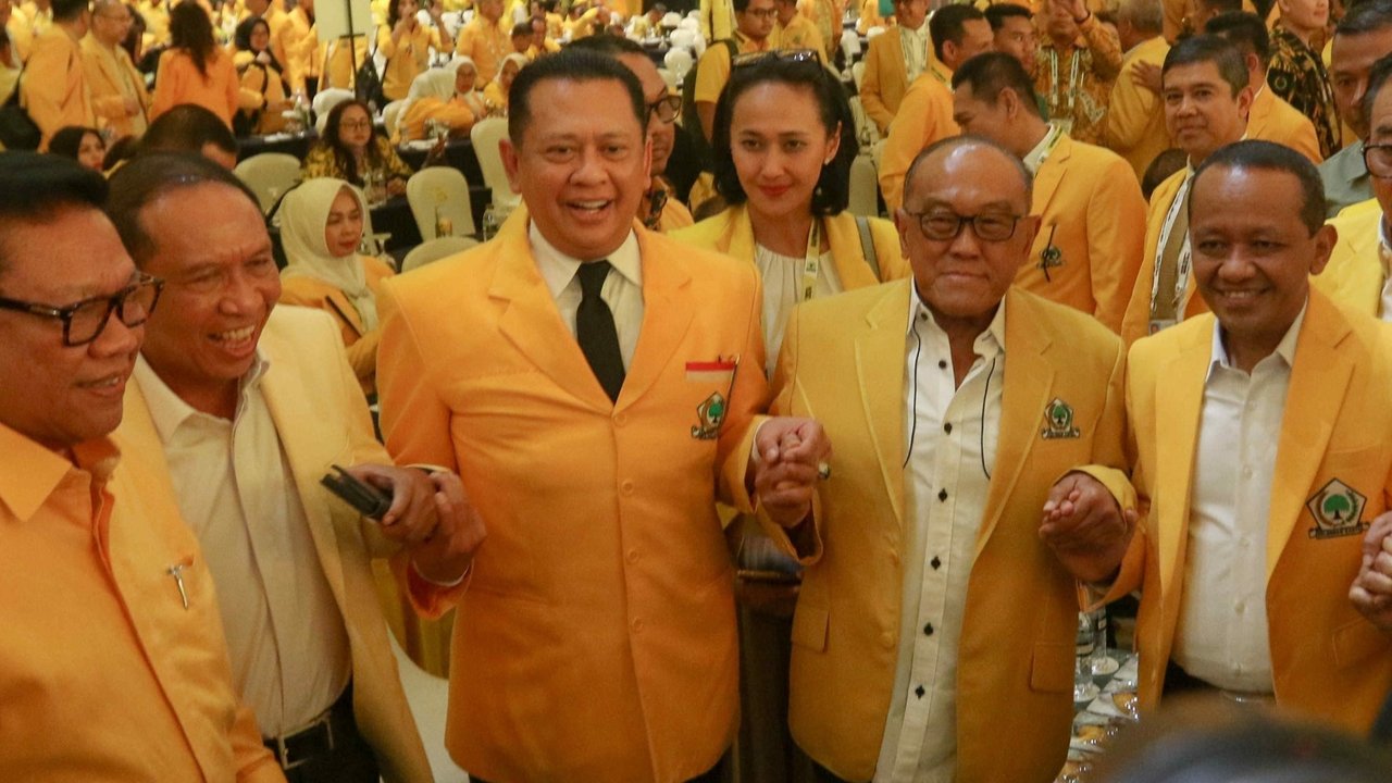 Calon Ketua Umum Partai Golkar Bahlil Lahadalia hadir dalam pembukaan Munas XI Partai Golkar di Jakarta Convention Center (JCC), Jakarta, Selasa (20/8/2024).