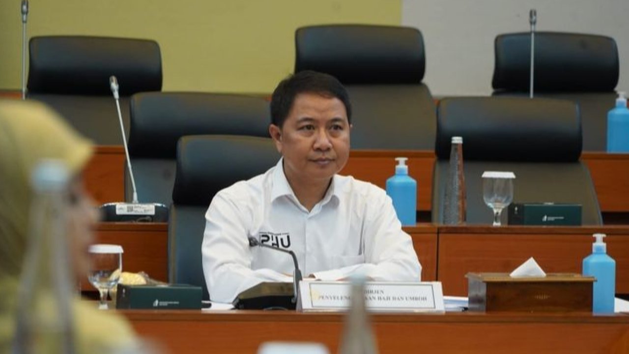 Dirjen Penyelenggaraan Haji dan Umrah Kementerian Agama Hilman Latief dalam sidang Pansus Haji