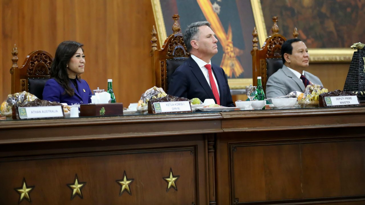 Ketua Komisi I DPR RI Meutya Hafid, Prabowo dan Menteri Pertahanan Australia, Richard Donald Marles