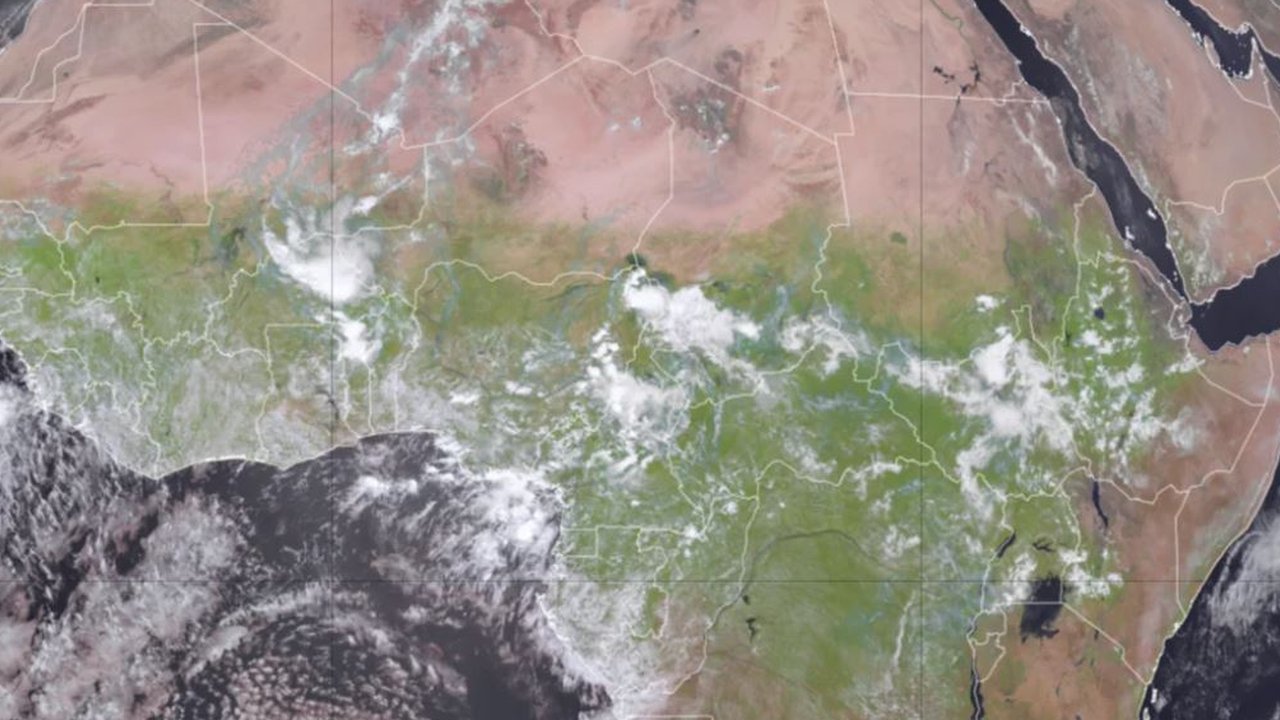 Gambar citra satelit menunjukkan sebagian wilayah Afrika menghijau, termasuk Gurun Sahara.