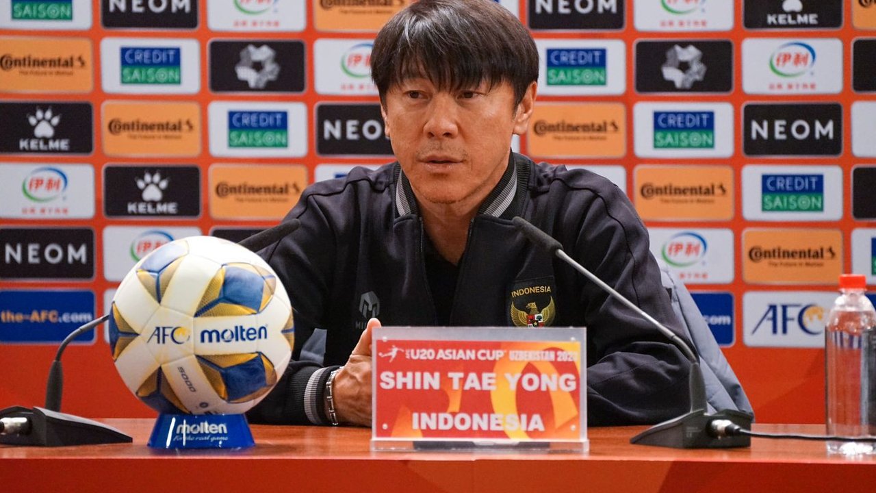 Shin Tae-Yong saat memberi keterangan pers jelang Timnas U-20 melawan Irak pada Rabu, 1 Maret 2022 pada laga grup A Piala Asia U-20 (istimewa)