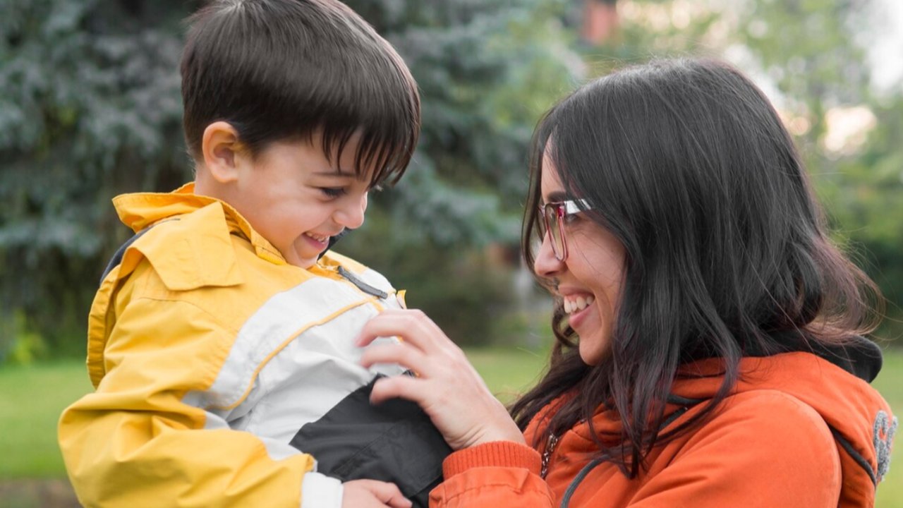 a child with his mom