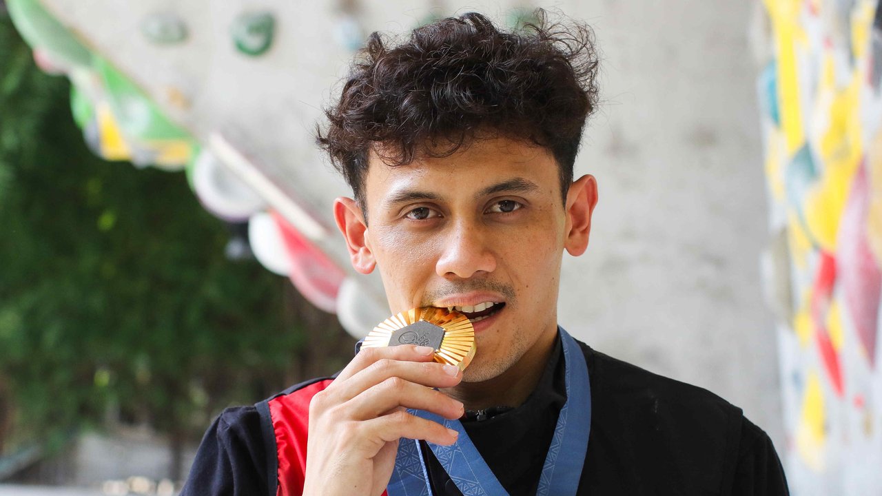 Peraih emas Olimpiade 2024 Veddriq Leonardo (Liputan6.com/Herman Zakharia)