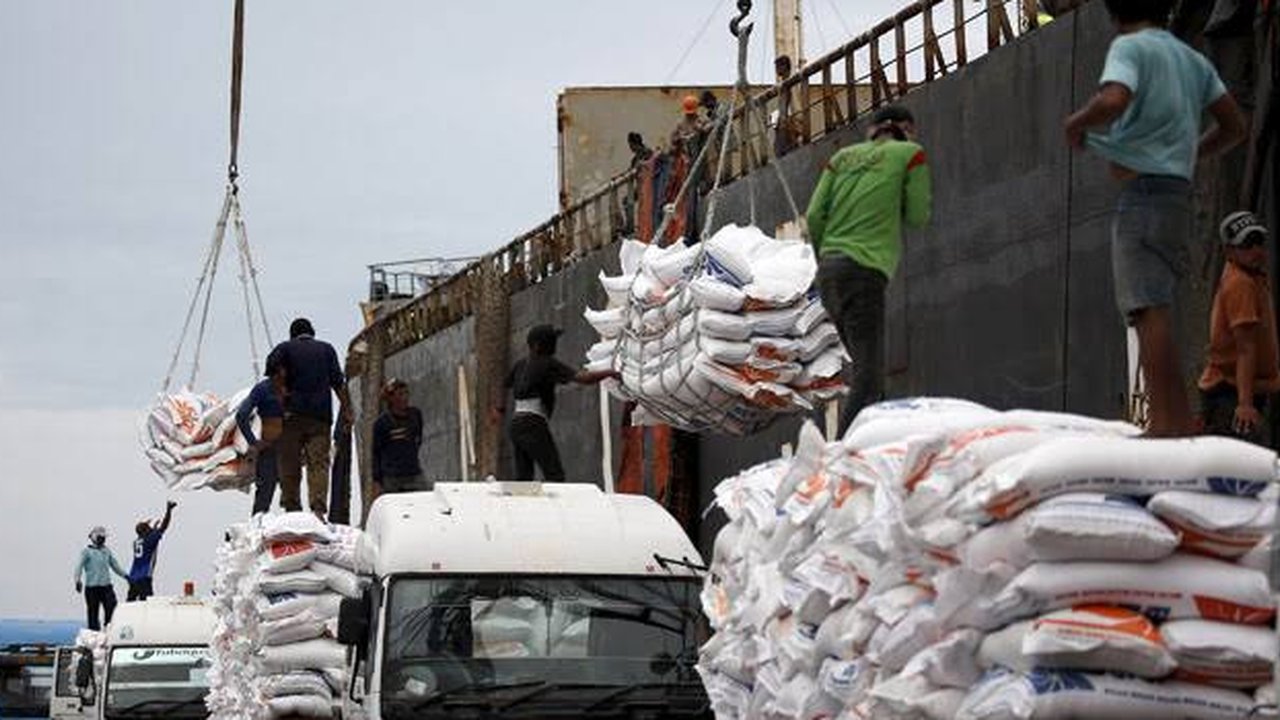 Ilustrasi bongkar muat beras impor (Istimewa)