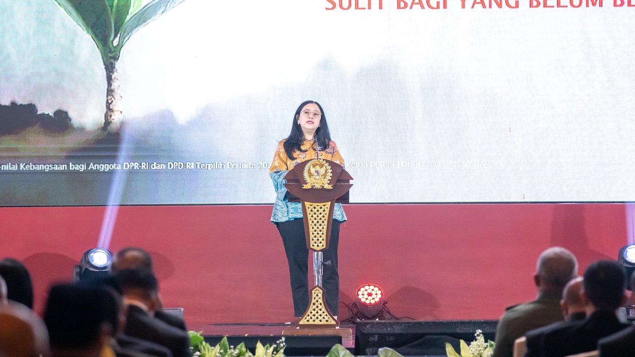 Puan Maharani di kegiatan Pemantapan Nilai-Nilai Kebangsaan bagi Anggota DPR RI-DPD RI terpilih 2024-2029