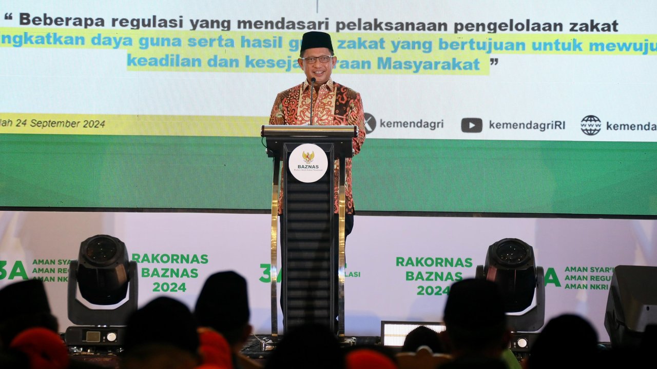 Mendagri Tito Karnavian menjadi keynote speaker Rakornas Baznas 2024