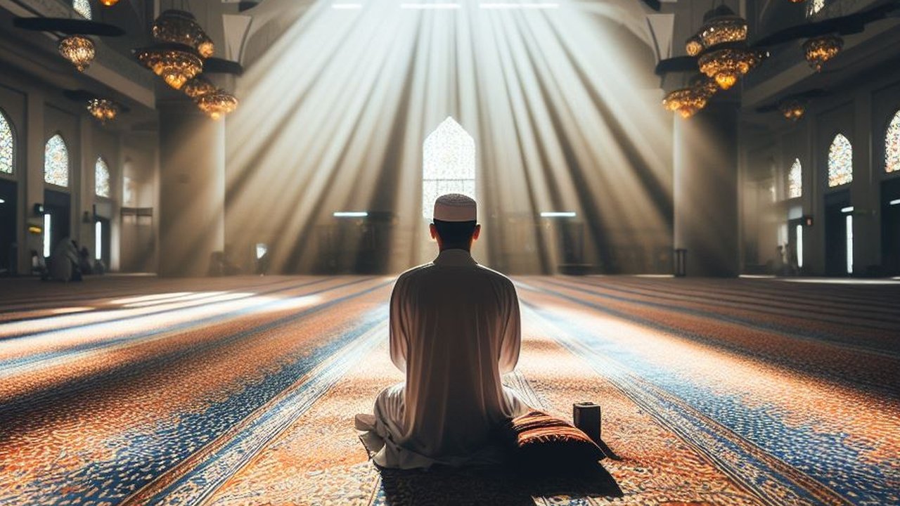 Ilustrasi Berdoa di Dalam Masjid