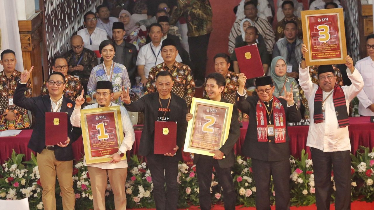 Pengundian nomor urut digelar di kantor KPUD Jakarta yang dipimpin Ketua KPUD Jakarta, Wahyu Dinata.