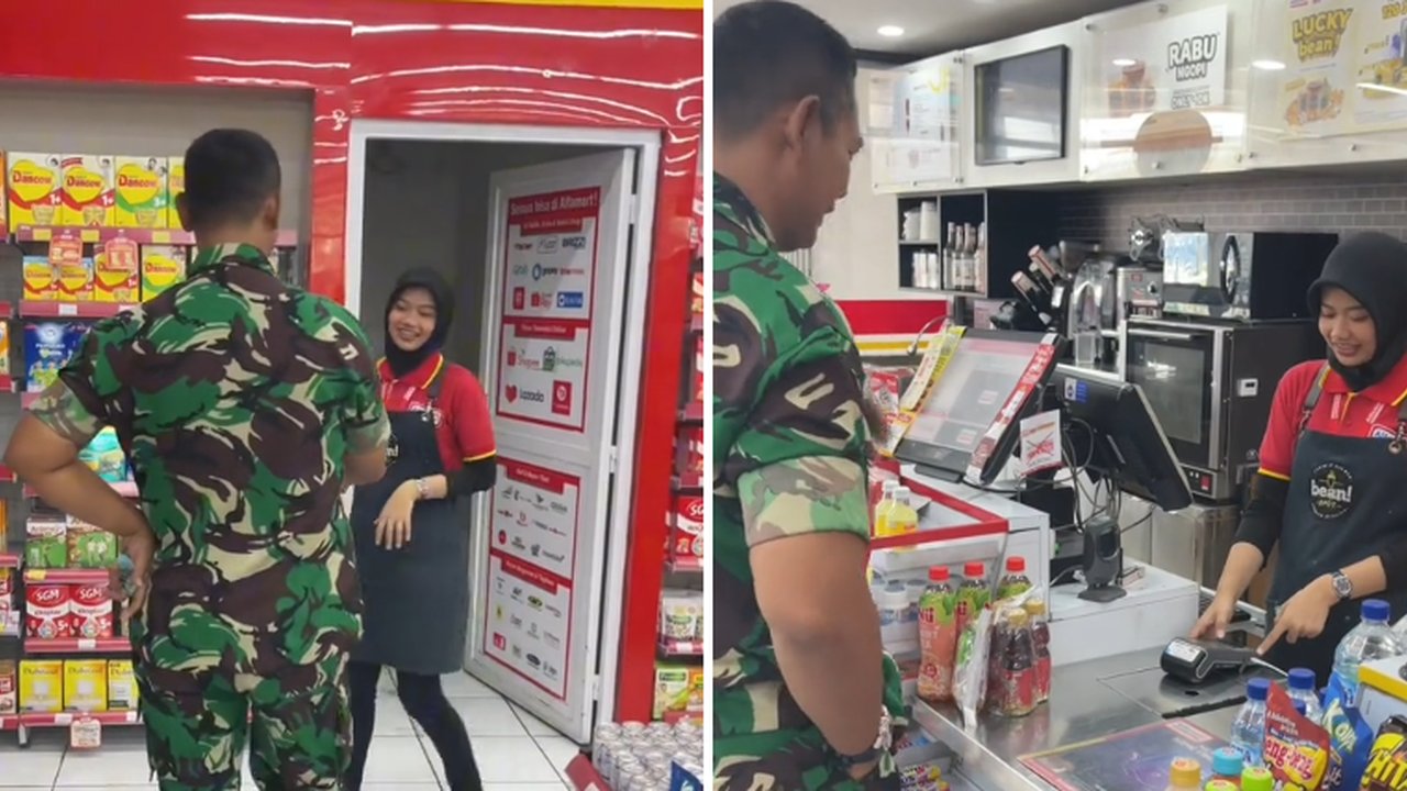 Momen Anggota TNI Kunjngi Minimarket Tempat Putrinya Bekerja Viral, Kebersamaannya Curi Perhatian