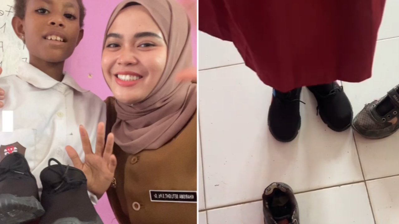 Temukan Murid yang Punya Sepatu Rusak di Sekolah, Momen Guru Langsung Berikan Hadiah Ini Banjir Pujian