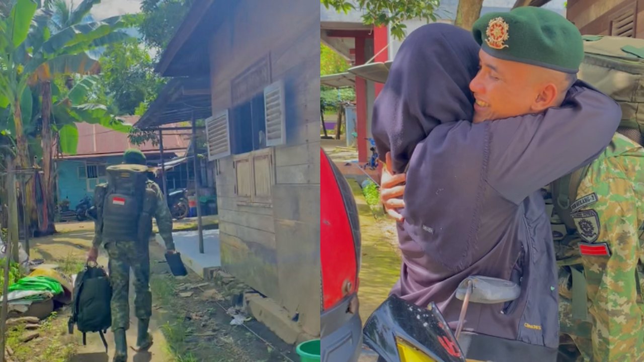 3 Tahun Tak Pulang, Momen Anggota TNI Beri Kejutan untuk Ibunya Ini Bikin Haru