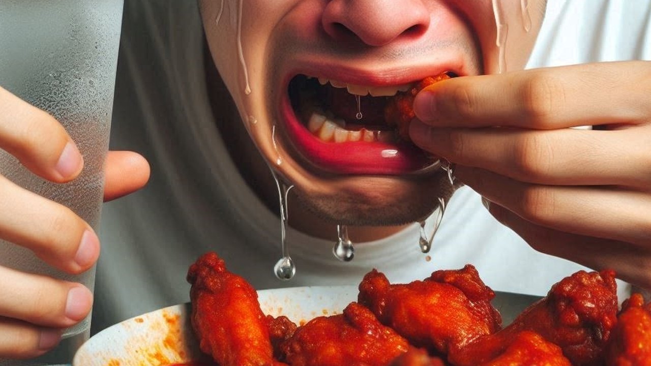 Ilustrasi Makan Makanan Pedas