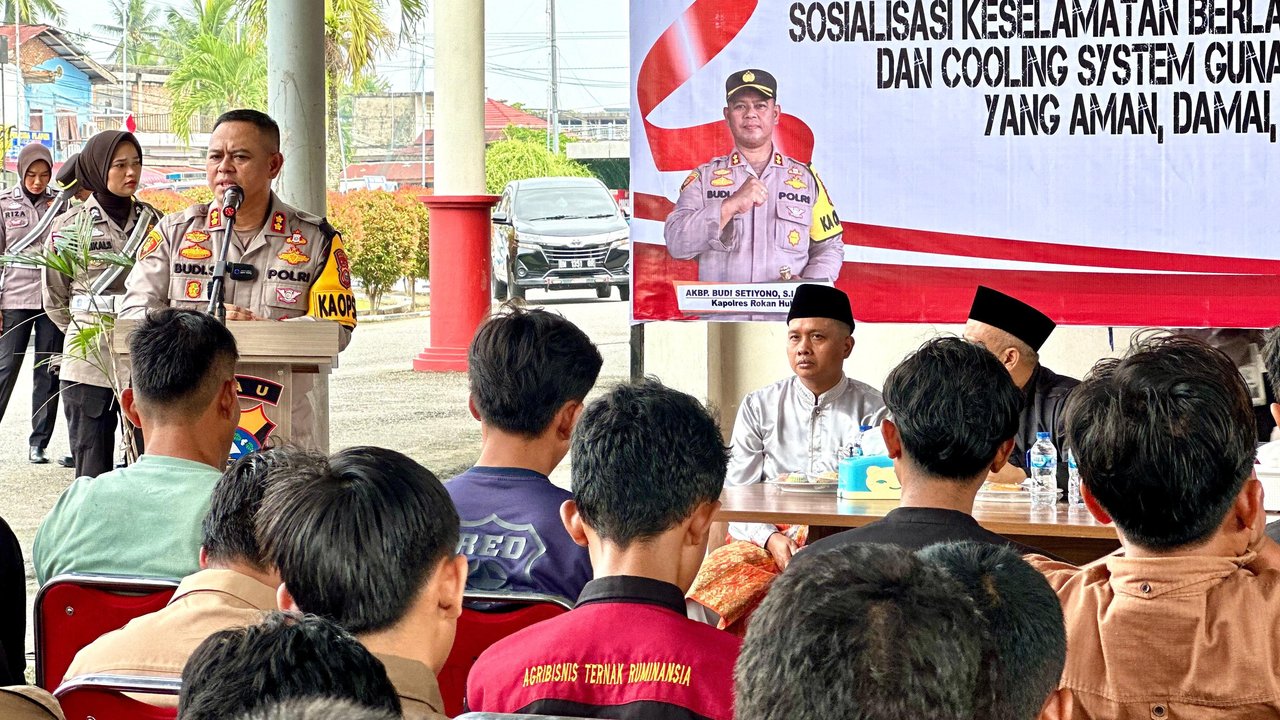 Kapolres Rohul Sosialisasikan Pilkada Damai dan Safety Riding