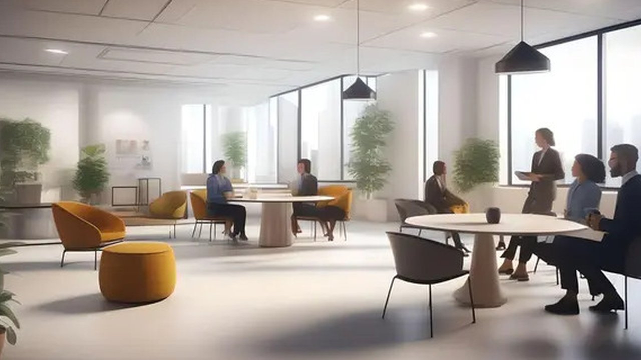 Ilustrasi karyawan, bekerja, rapat, suasana kantor. (Foto By AI)