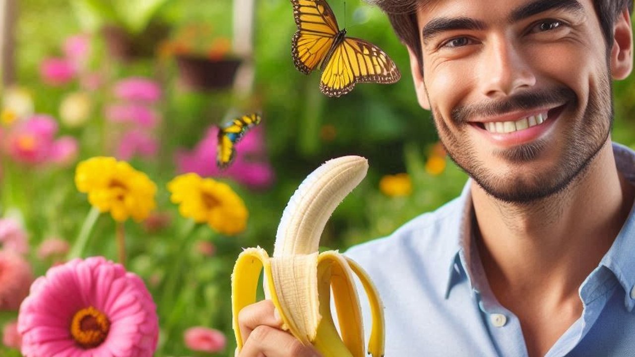 Ilustrasi Pria Memegang Pisang