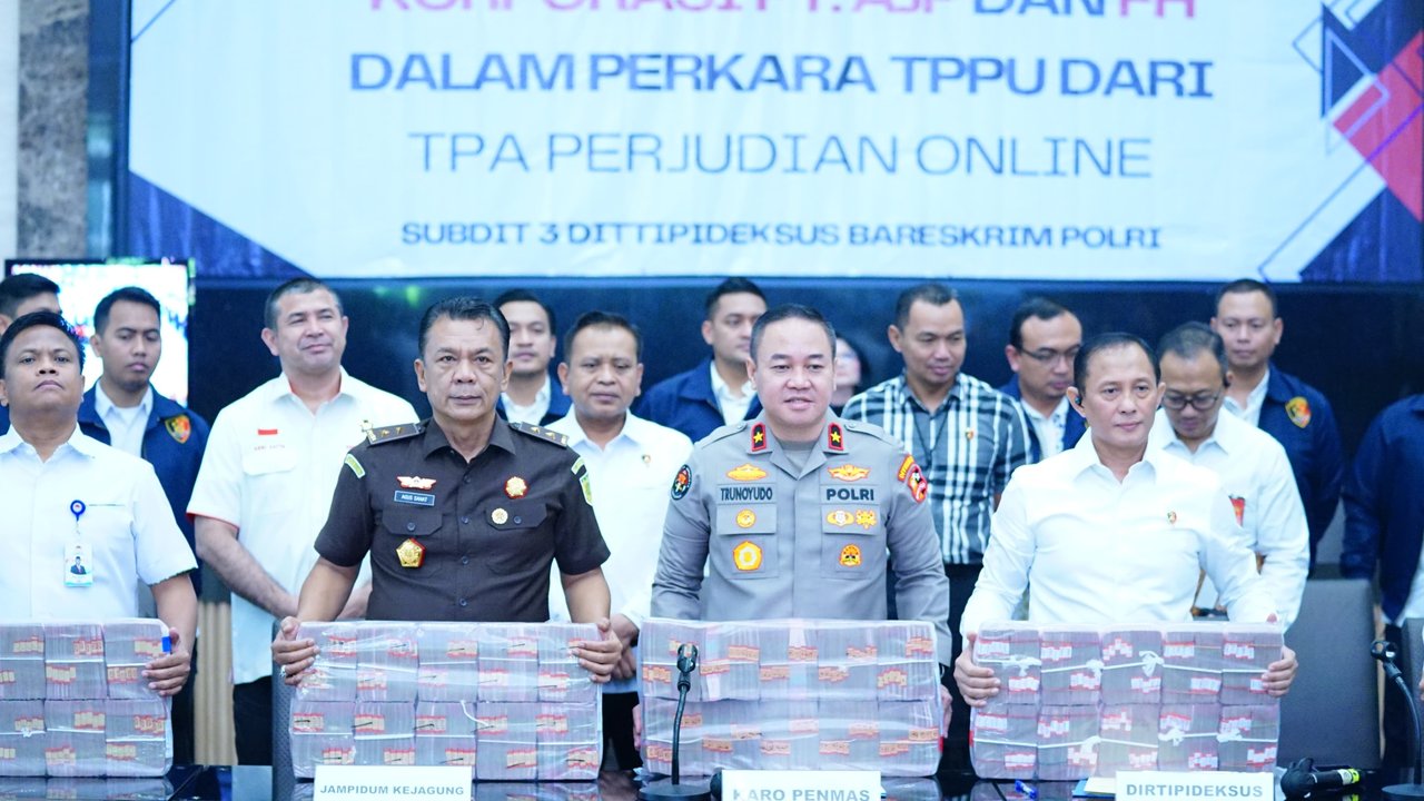 Polri Sita Rp103,27 Miliar Hasil Judi Online PT Arta Jaya Putra
