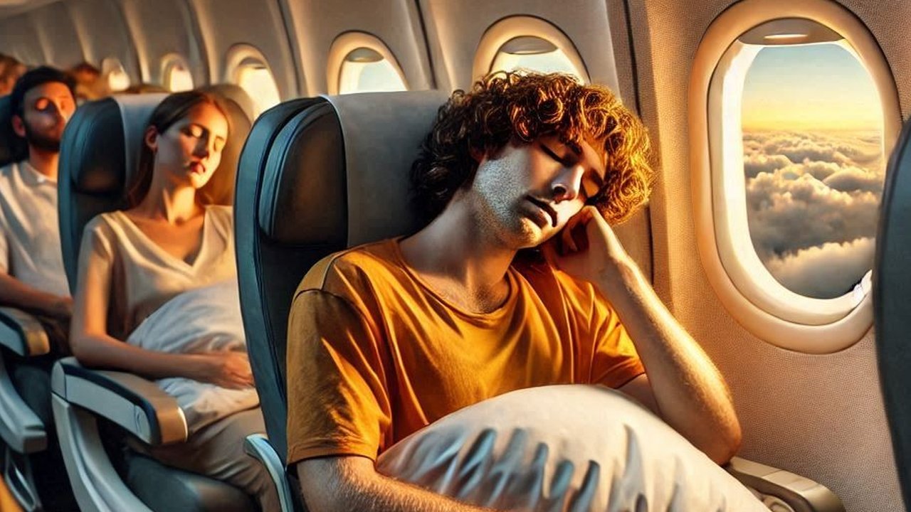Ilustrasi Tidur di Pesawat