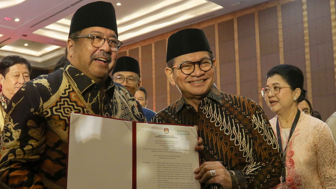 <p>Pasangan calon gubernur-calon wakil gubernur Pramono-Rano mendeklarasikan kemenangan satu putaran Pilkada Jakarta 2024. (dok. Instagram @pramonoanungw/<a href=