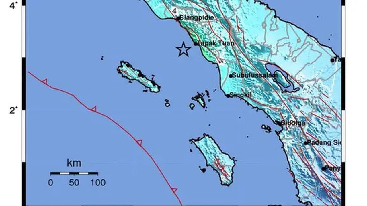 Aceh Selatan diguncang gempa berkekuatan magnitudo 6,2 pada Jumat (31/1/2025) pukul 18.03 WIB. (Foto: BMKG).