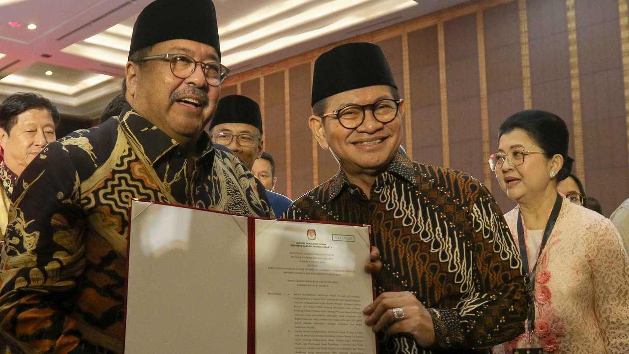 Pramono Anung-Rano Karno terpilih sebagai Gubernur dan Wakil Gubernur Provinsi Daerah Khusus Jakarta periode 2025-2023 setelah berhasil mengumpukan 2.183.239 suara atau 50,07%. (Liputan6.com/Herman Zakharia)