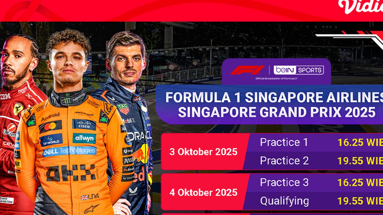 Saksikan Live Streaming F1 Singapore Grand Prix 2025: Eksklusif di Vidio