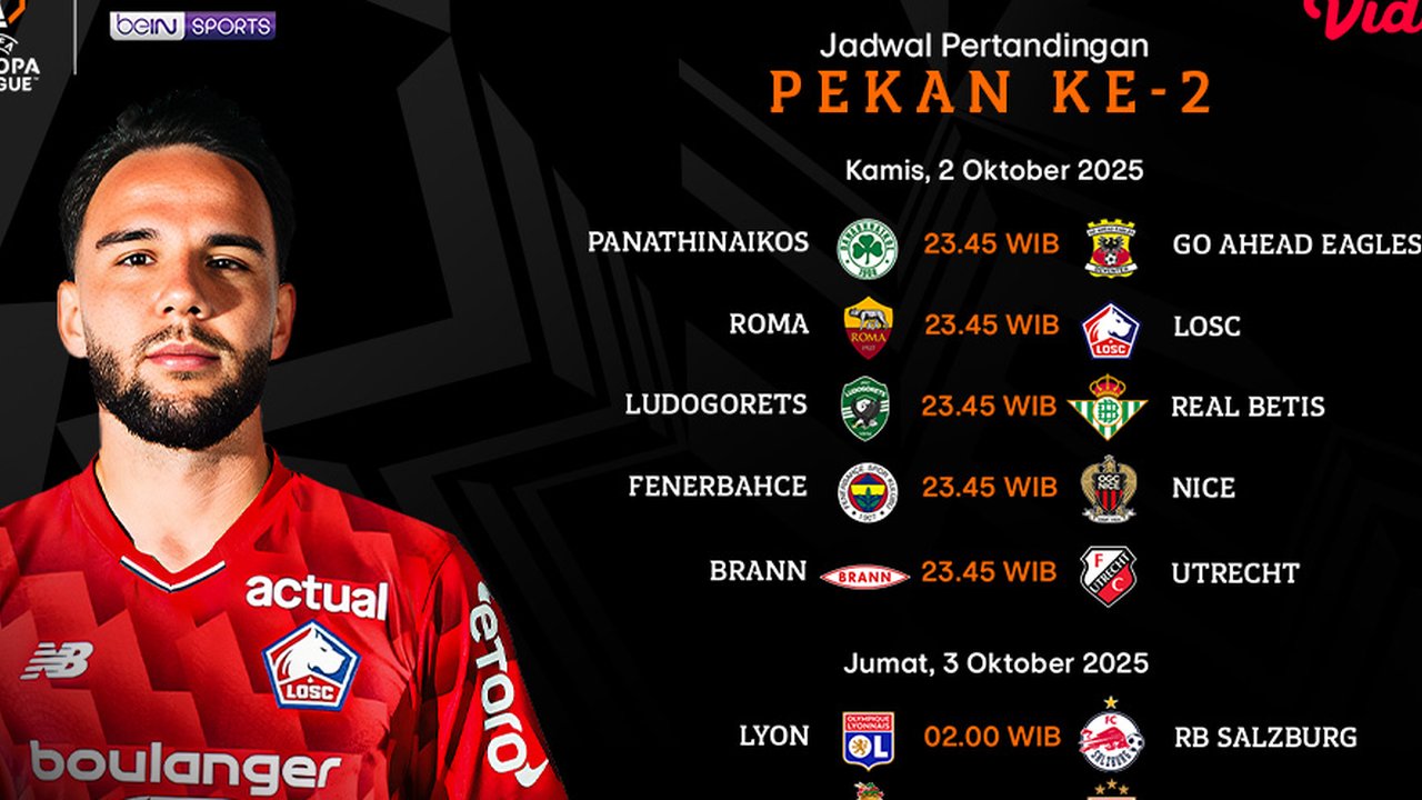 Jadwal Lengkap Liga Europa 2025/26 Pekan Kedua: Hanya di Vidio