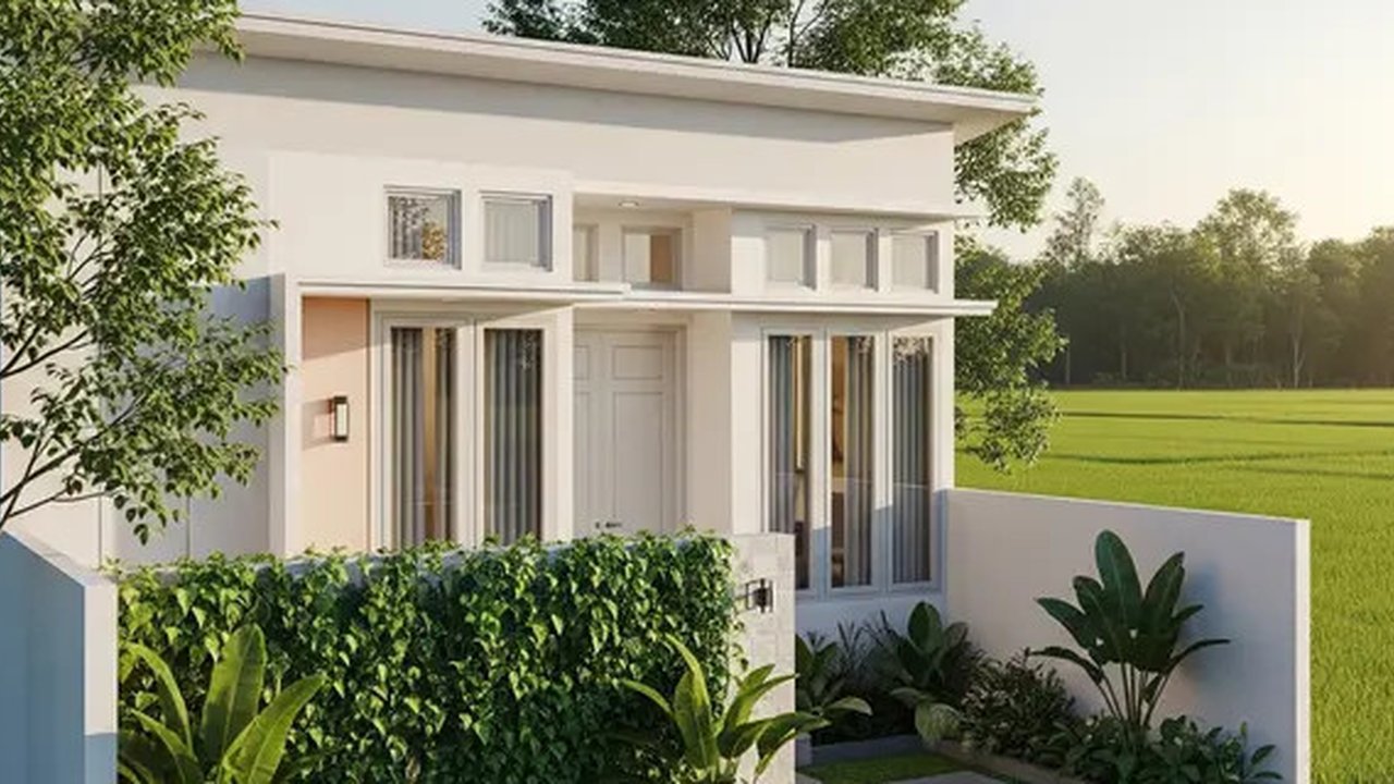 Model Rumah Sederhana Tapi Mewah dengan Atap Datar dan Pagar 2025 yang Cocok untuk Tinggal di Desa (Image by Gemini AI)