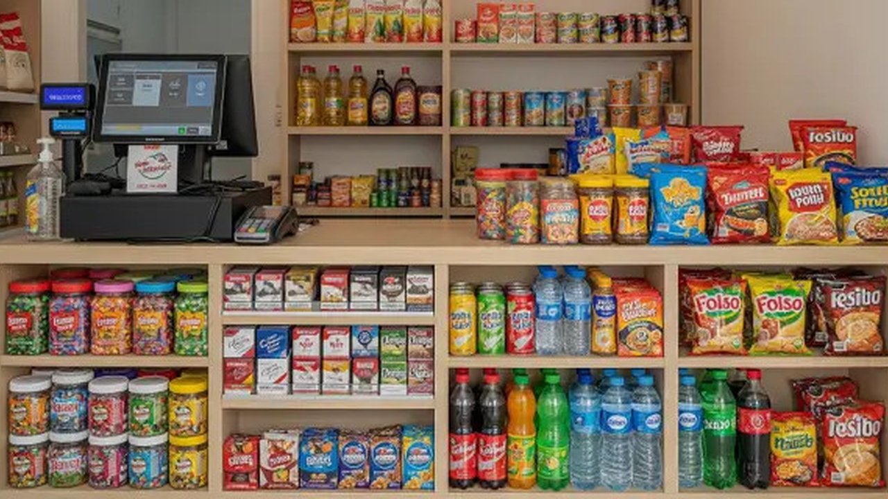 Ilustrasi Cara Menata Warung Sembako agar Menarik Optimalisasi Tata Letak dengan Prinsip 'Eye Level is Buy Level'. Foto: Gemini