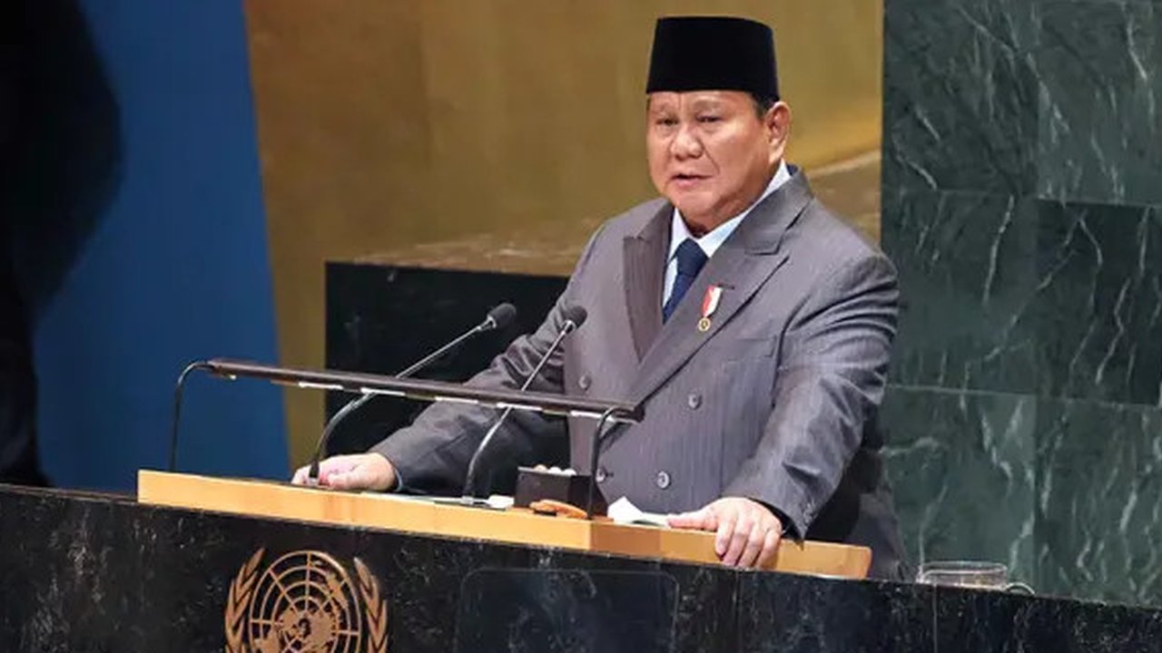Presiden Republik Indonesia, Prabowo Subianto menyampaikan pidato Konferensi Internasional Tingkat Tinggi untuk Penyelesaian Damai atas Masalah Palestina dan Implementasi Solusi Dua Negara ya