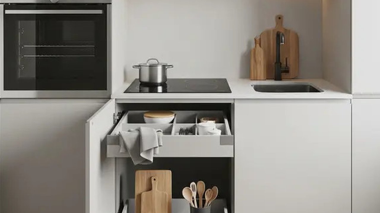 Dapur 2x2 Meter Rumah Type 36 dengan Konsep Japandi dan Hidden Storage (AI)