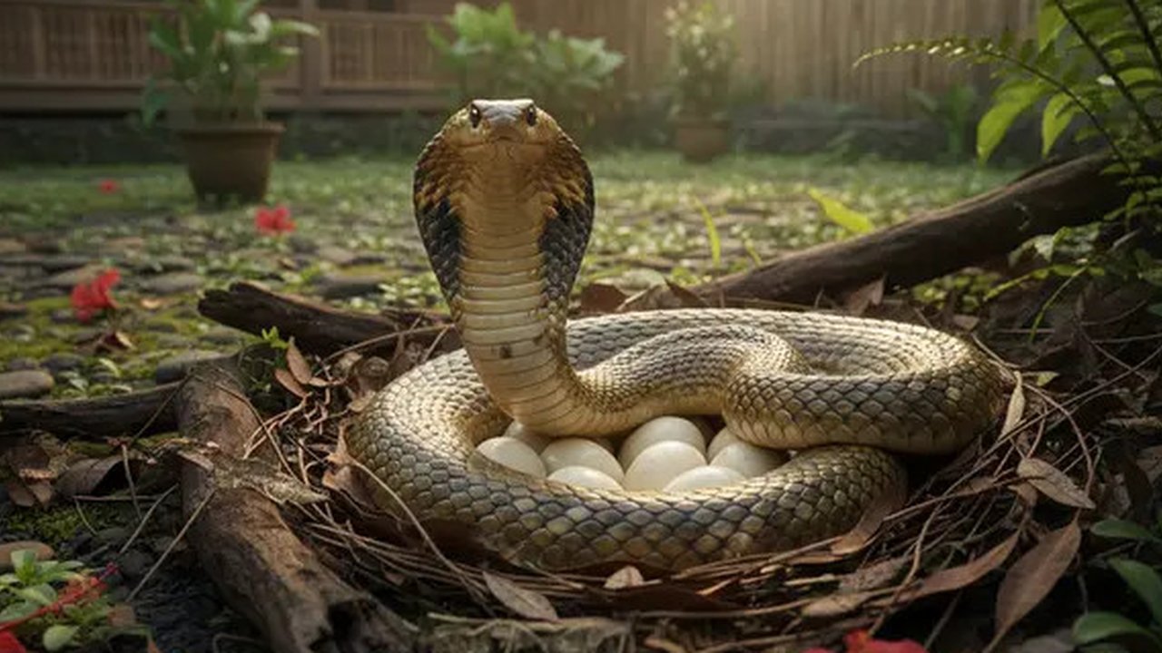 Tips Mengenali Tanda-Tanda Ular Kobra Bertelur di Pekarangan, Waspadai Lingkungan Rumah Tetap Aman (Foto: Gemini AI)