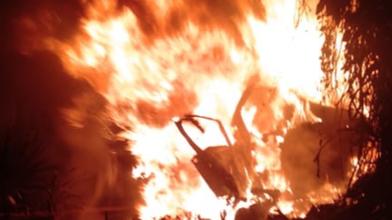 Honda Jazz Ludes Dilalap Api Usai Menabrak Tiga Pohon, Pengemudi dan Penumpang Tewas Mengenaskan