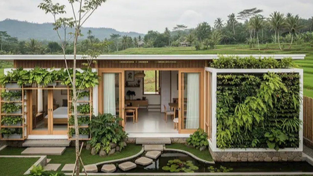 Model Rumah Sederhana Tapi Mewah Gaya Japandi dengan Taman Mini
