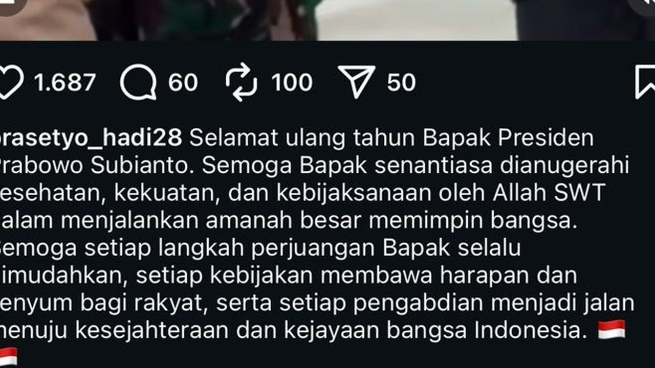 'Selamat Ulang Tahun ke-74 Presiden Prabowo' Sederet Ucapan dan Doa dari Kabinet Merah Putih